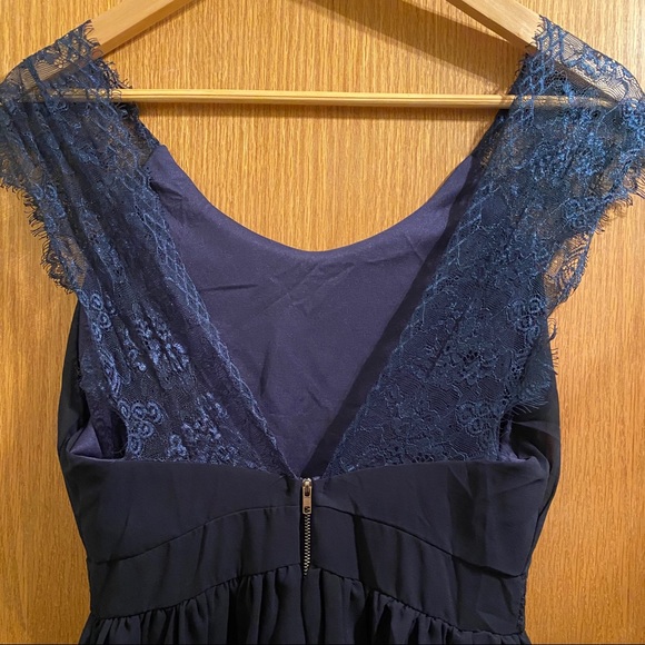 NWT! Navy Blue Lace Deep V Back Mini Dress - Picture 6 of 15